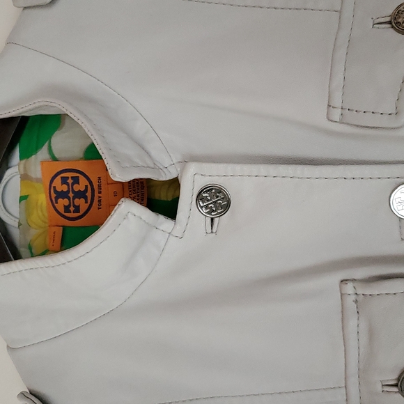 Tory Burch Winter White Sergeant Pepper Military Style Leather Jacket - Picture 3 of 16